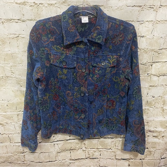 Vtg Coldwater Creek Jacket Floral Tapestry Coat Button Rayon Blend - Picture 1 of 4